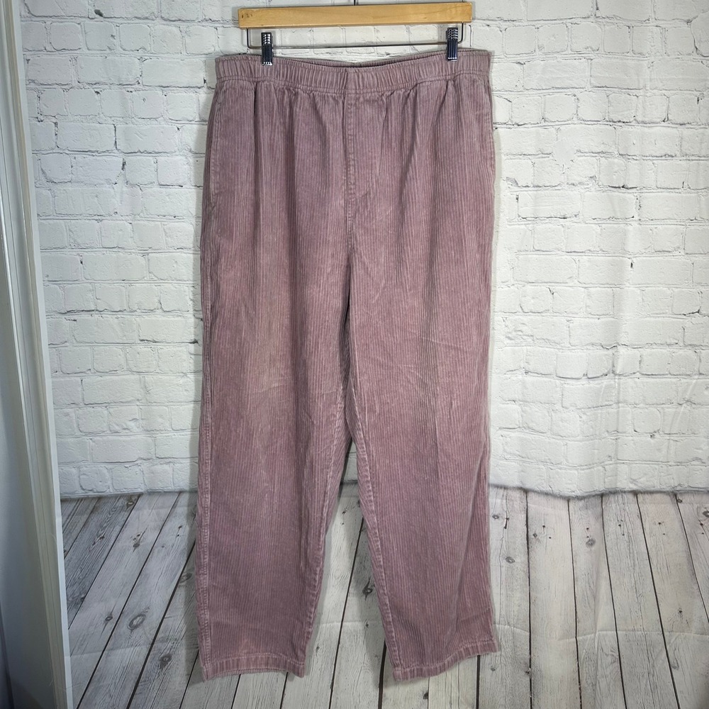 Obey Mens Easy Corduroy Pants XL Mauve Pink Wide Wale Elastic Waist Streetwear